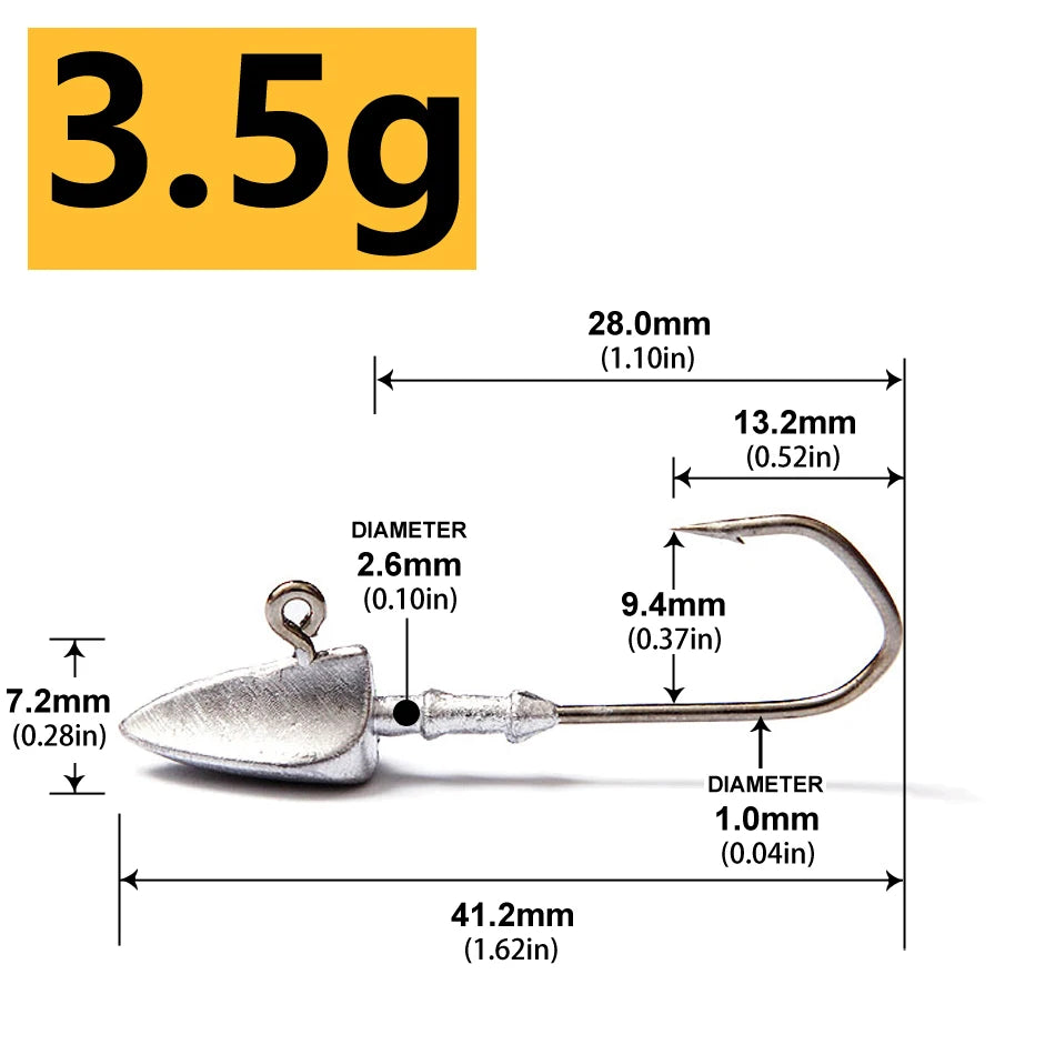 Triangle Jig Head Hooks | 3.5g–20g Weighted Soft Plastic Hooks | Fishing Jig Heads