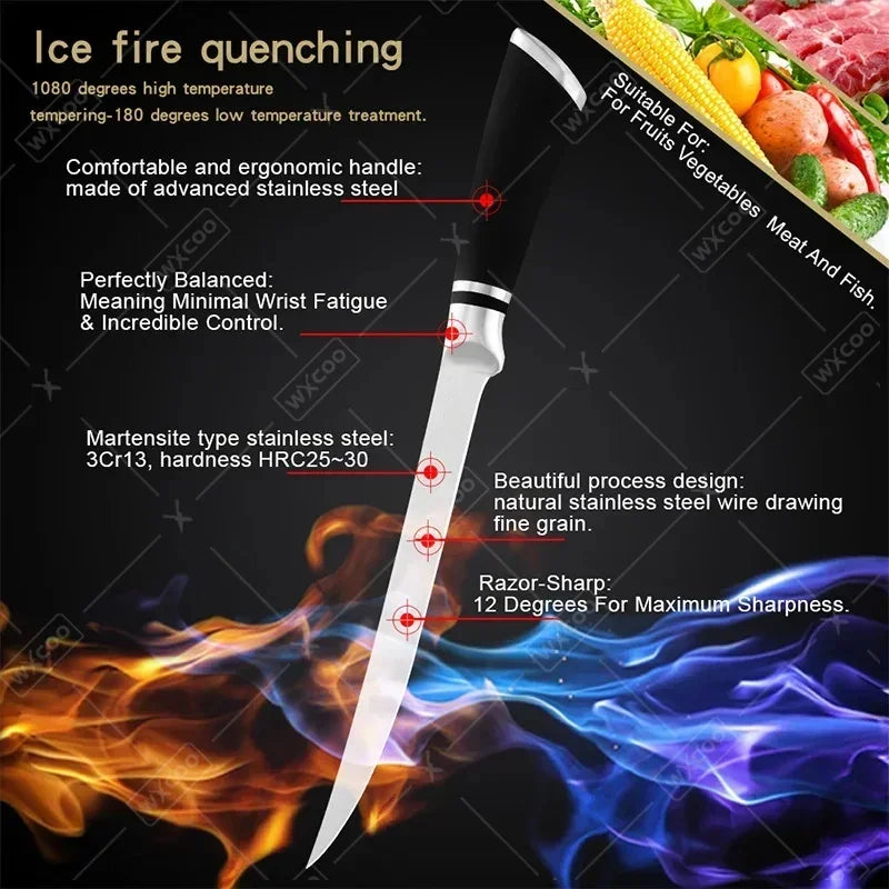 Stainless Steel Fillet & Boning Knife | Non-Slip Handle | Professional Fish & Meat Knife