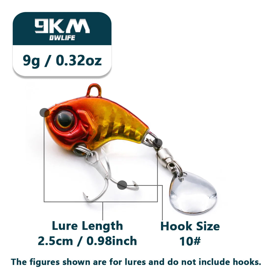 9KM DWLIFE Tail Spinner VIB Lure | 9g–16g Sinking Blade Bait | Long Casting Vibration Lure