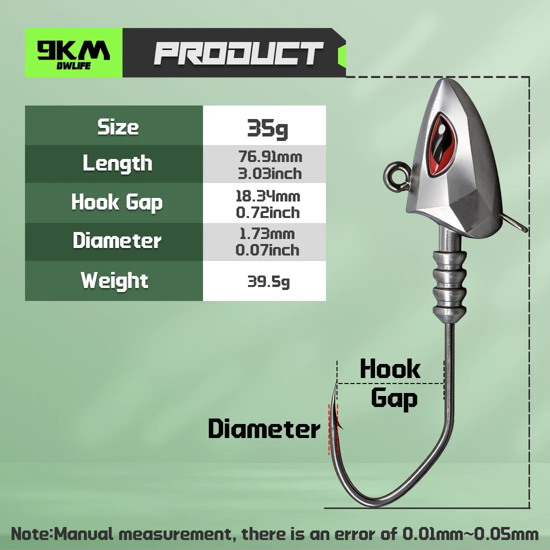 9KM Swimbait Jig Head Hooks | 5 Pack | 21–42g | 3D Eye Saltwater Jig Heads