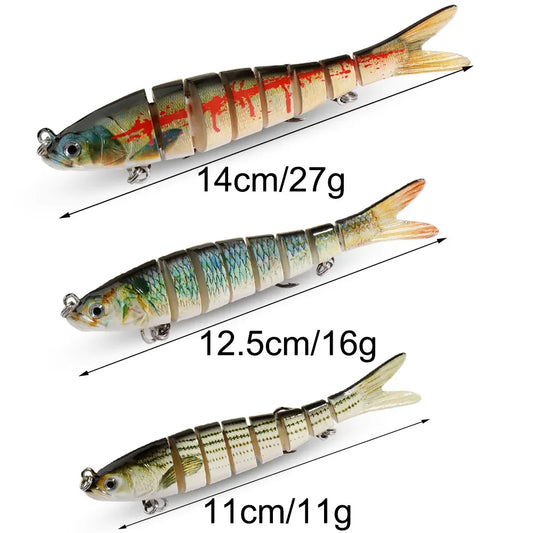 3-Pack Multi-Jointed Swimbaits | 11g / 16g / 27g | Sinking Hard Bait | Bionic Swimming Action | Bass