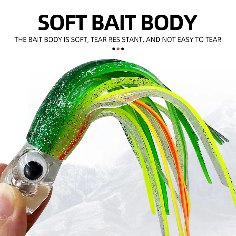 Squid Skirt Trolling Lure – 16 cm & 25 cm Offshore Game Lure (6 Colours, 150 cm Line)
