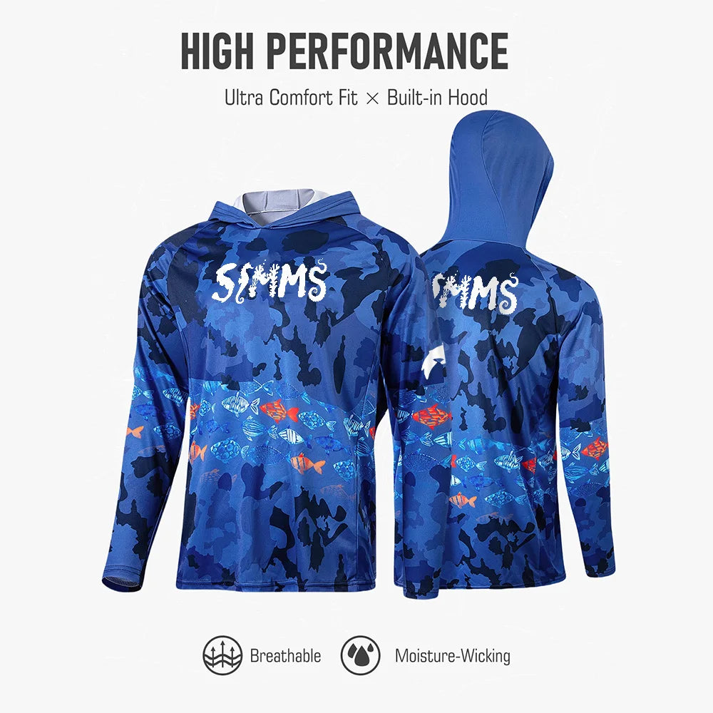 Simms Men’s Hooded Fishing Shirt | UPF 50+ Sun Protection | Moisture-Wicking | Quick-Dry Outdoor Performance Top