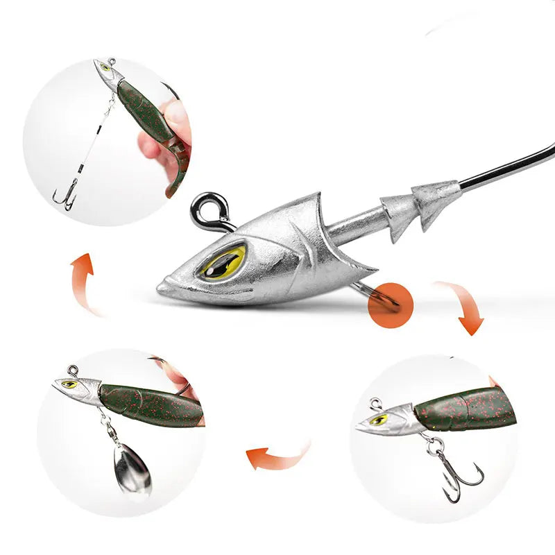 5pcs Triangle Jig Head Set | 14g–42g Saltwater Jigging Hooks with 3D Eyes