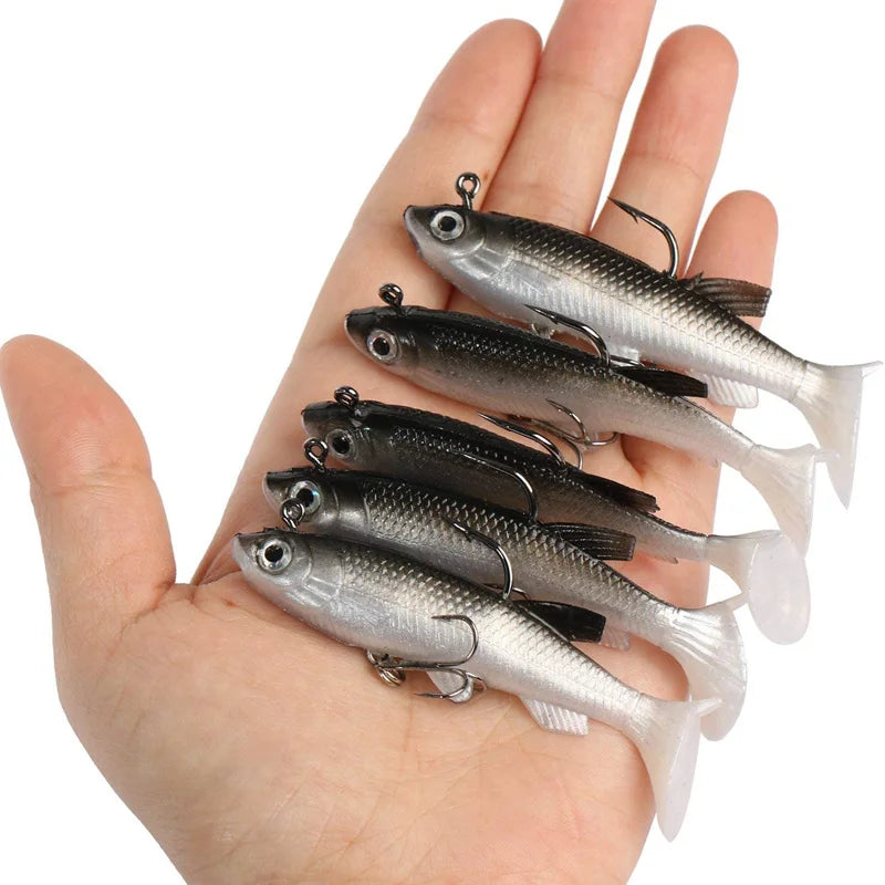 5pcs Soft Plastic Fishing Lure Set | 8cm (2.8”) Artificial Baits with Hooks