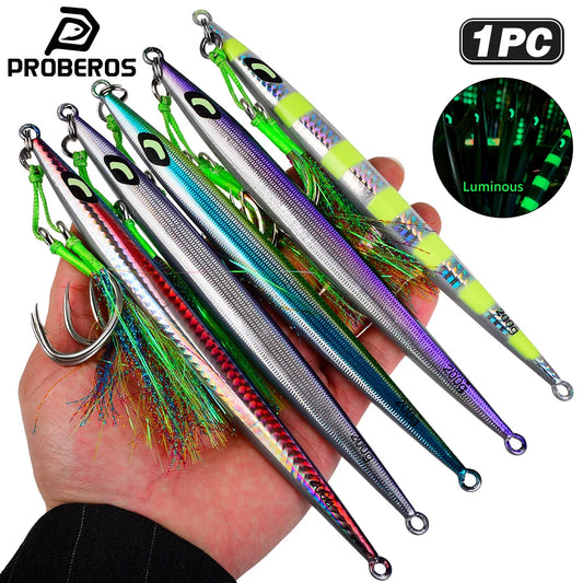 PROBEROS Fast-Sinking Metal Jig | 60–200g | 3D Scale Luminous Jig with Assist Hook