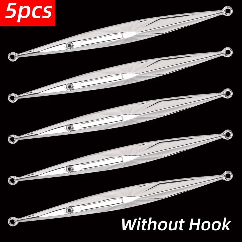 Long Slim Metal Jigs (5-Pack) | 60g / 80g | Electroplated Saltwater Jigs