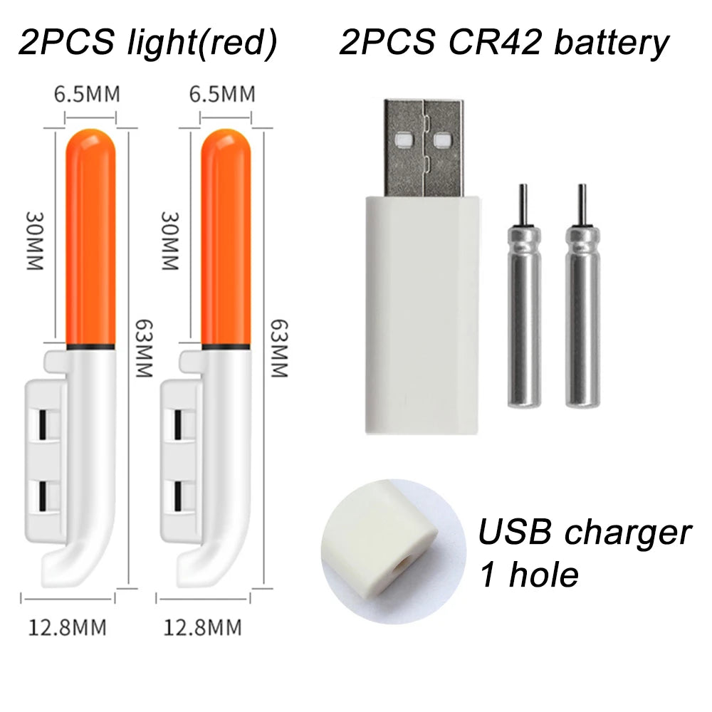 Upgraded LED Night Fishing Float Set | USB Rechargeable | CR425 Battery Included