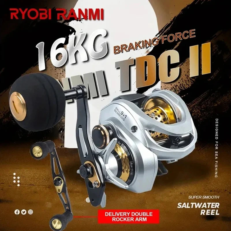TDC3000 Gen 2 Baitcasting Reel | All-Metal Water Drop Design | 9+1 Bearings | 6.3:1 Gear Ratio | 16KG Max Drag