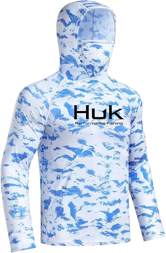 HUK Men’s Long Sleeve Camo Fishing Hoodie – UPF 50+ Sun Protection, Quick-Dry & Breathable