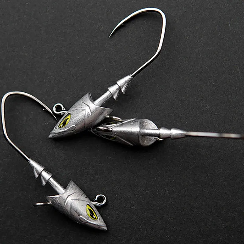 5pcs Triangle Jig Head Set | 14g–42g Saltwater Jigging Hooks with 3D Eyes