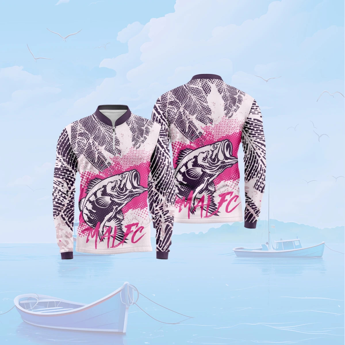 MALFC Long Sleeve Zip-Up Fishing Shirt – Quick-Dry, Breathable & UPF 50+ Sun Protection