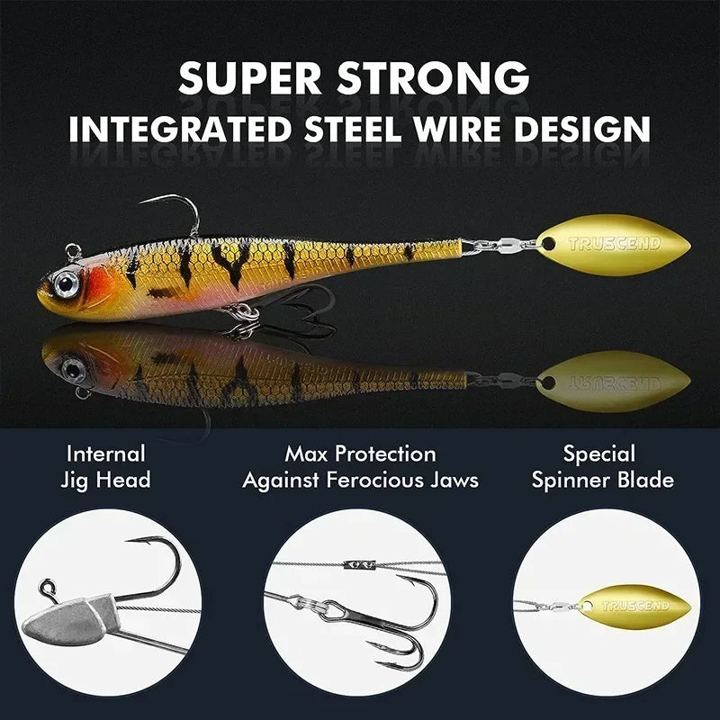 KNCONAN Rotating Blade Soft VIB Lures | 3 Pack | 15g / 48g Pre-Rigged Swimbaits