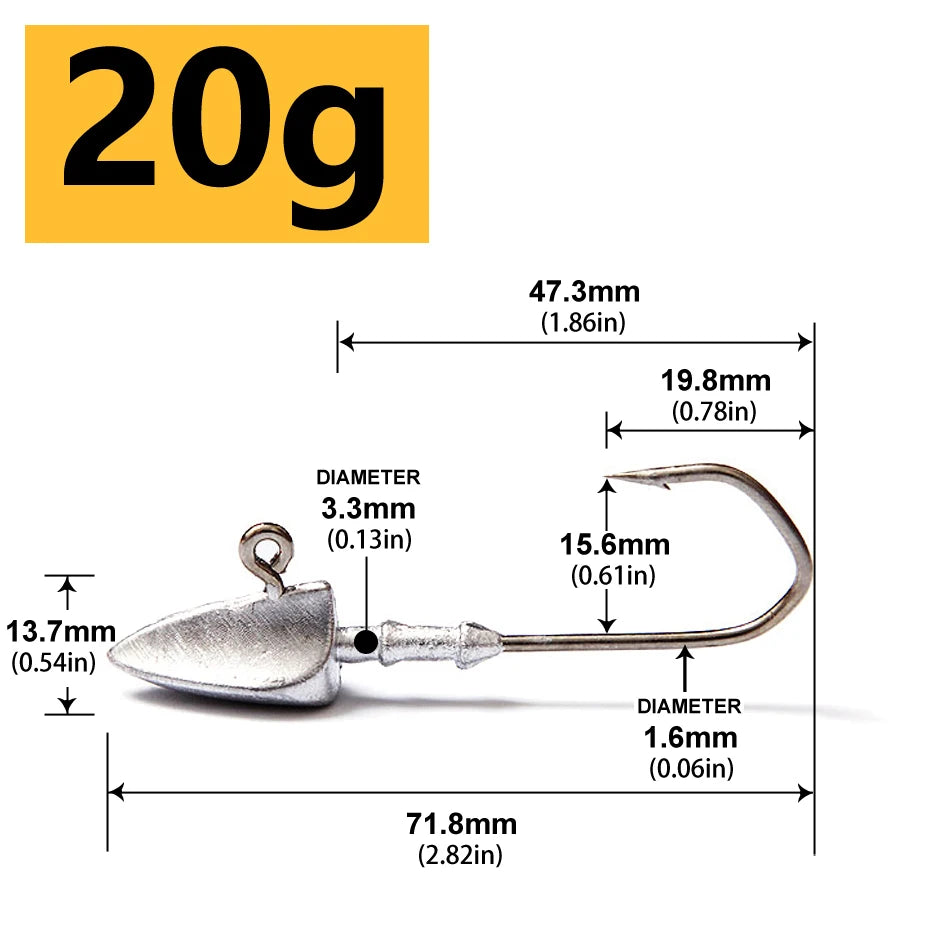 Triangle Jig Head Hooks | 3.5g–20g Weighted Soft Plastic Hooks | Fishing Jig Heads