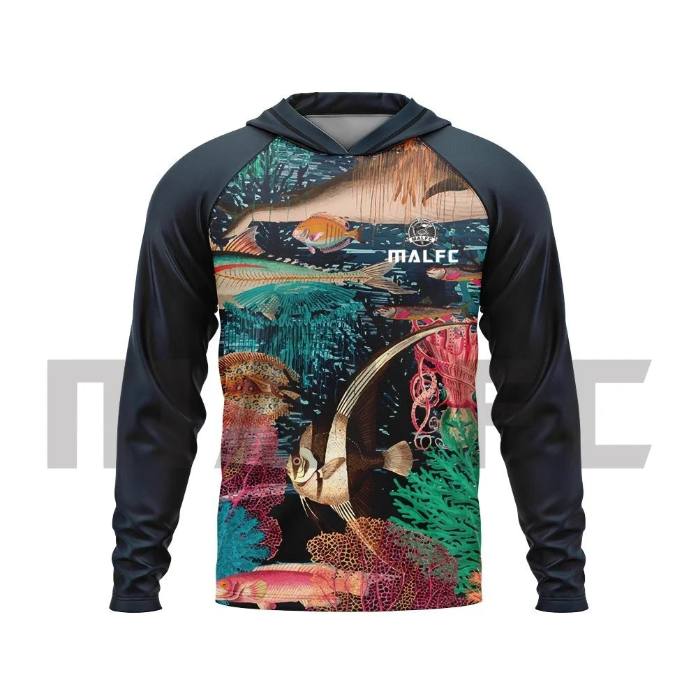 MALFC Men’s UPF50+ Fishing Hoodie | Long Sleeve Sun Protection Fishing Shirt
