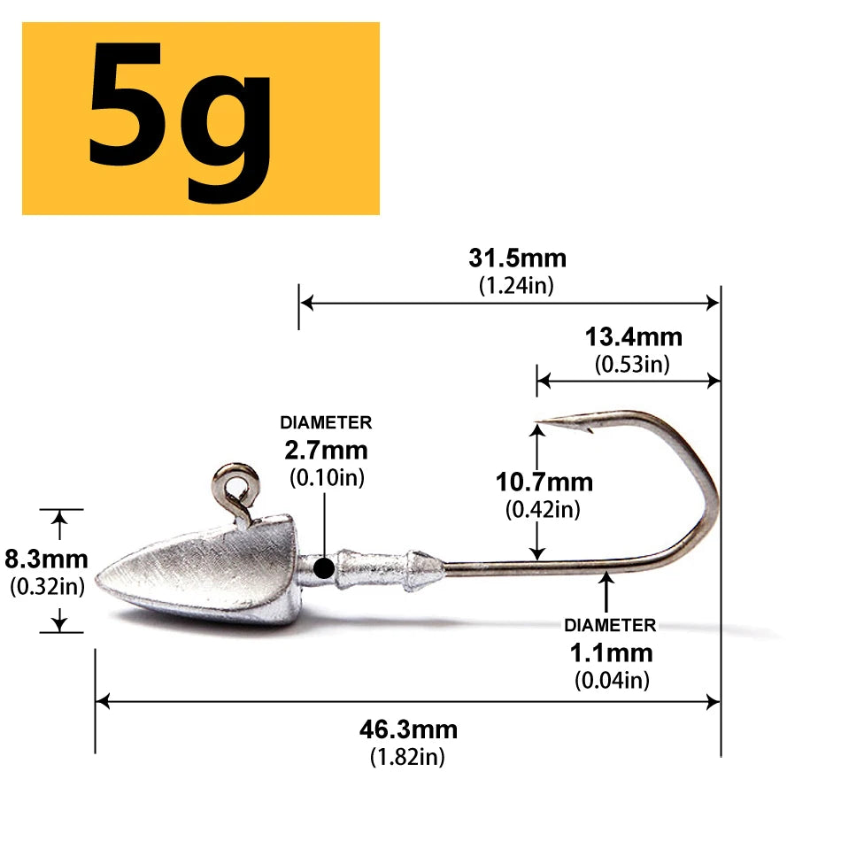 Triangle Jig Head Hooks | 3.5g–20g Weighted Soft Plastic Hooks | Fishing Jig Heads