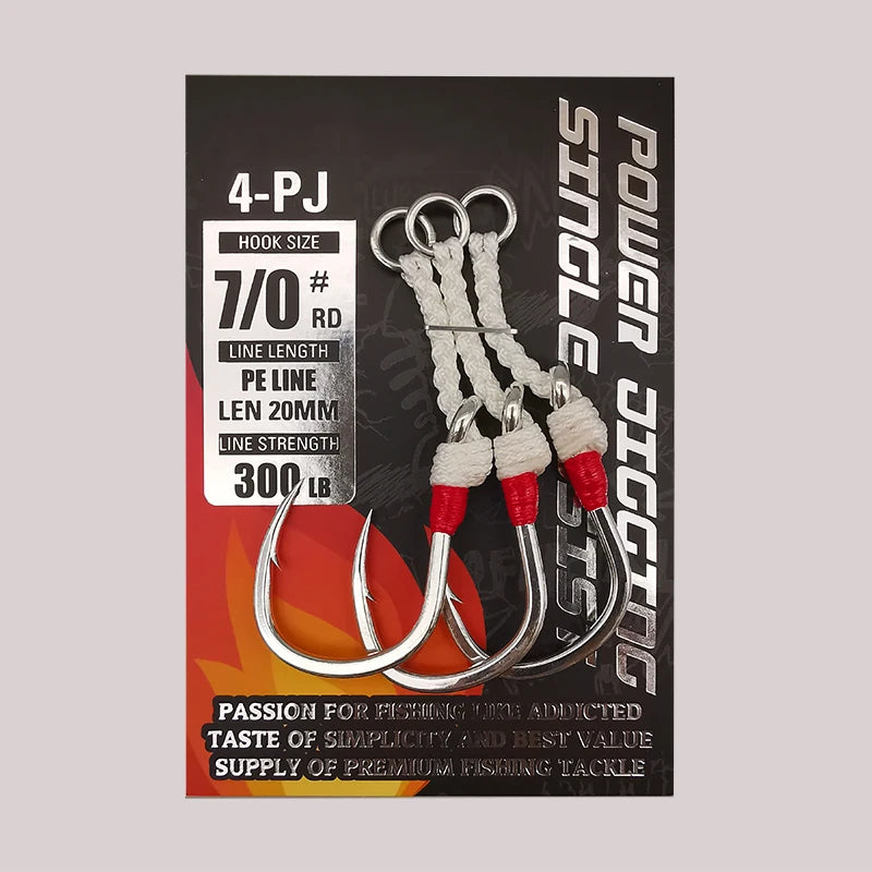 4-PJ Power Jigging Assist Hooks | BKK Single Assist Hooks | Heavy Duty Saltwater Jig Hooks