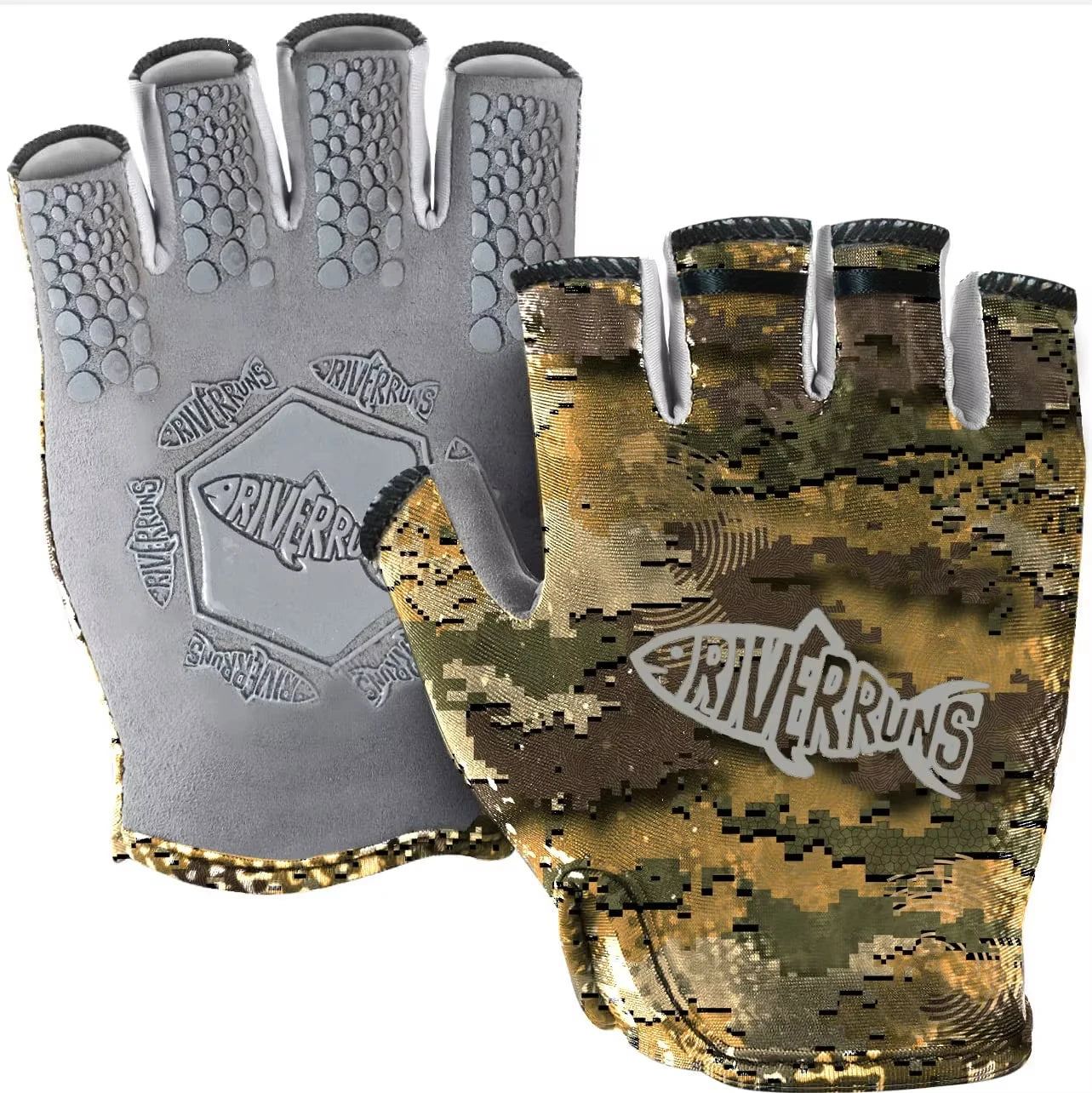 UPF 50+ Fingerless Fishing Gloves | Lightweight Sun Protection Gloves | Non-Slip Grip