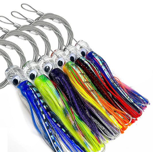 Steel Leader Trolling Skirt Lure | 6.5 Inch | Pre-Rigged Offshore Skirted Lure