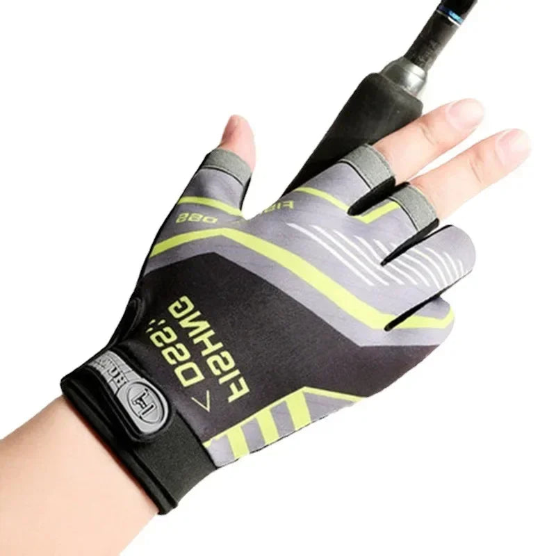 Men’s Summer Fishing Gloves | Ice-Silk Breathable Fabric | Anti-Slip | UV Protection | 3-Finger Cut Gloves