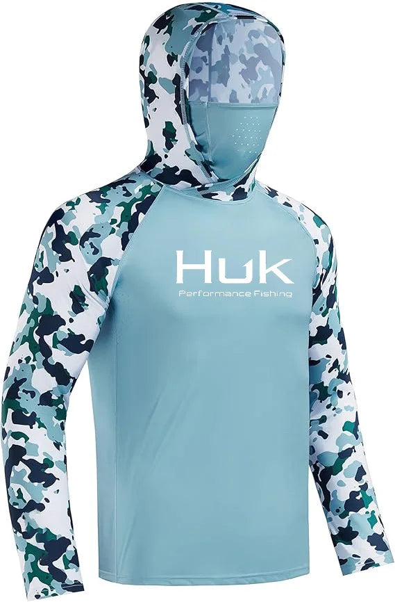 HUK Men’s Long Sleeve Camo Fishing Hoodie – UPF 50+ Sun Protection, Quick-Dry & Breathable