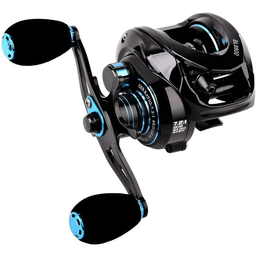 Baitcaster Reel | 7.2:1 High-Speed Gear Ratio | 8–10KG Max Drag | Lightweight Lure Casting Reel