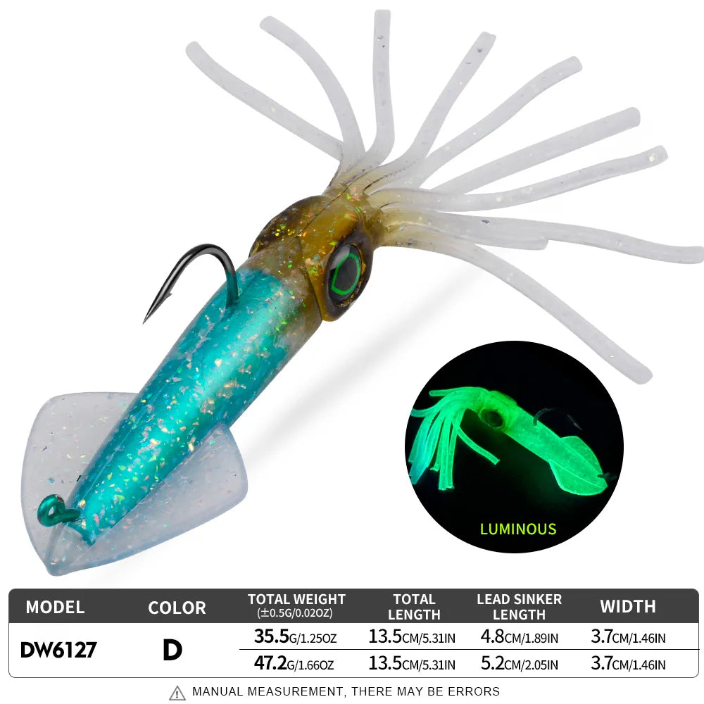 Proberos Luminous Squid Soft Jig | 35.5g / 47.2g | Heavy Lead Hook Swimbait