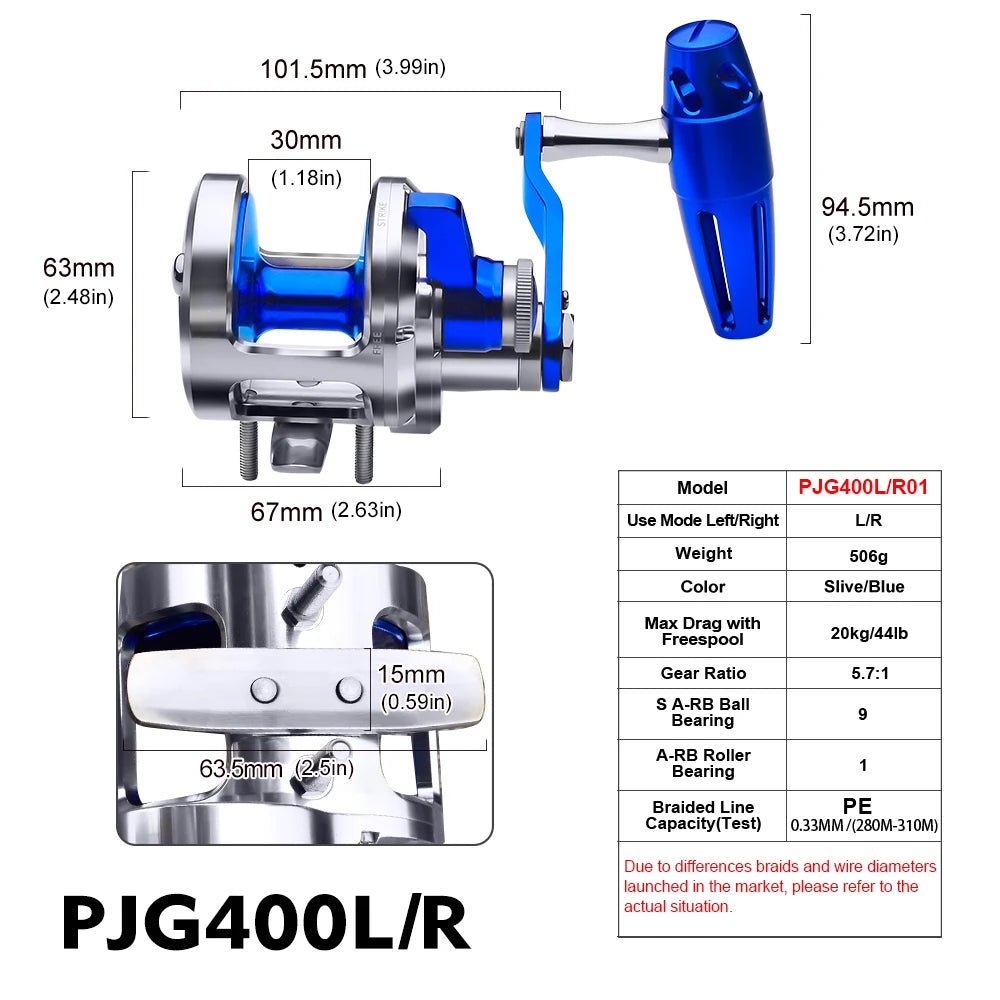 PROBEROS Full Metal Offshore Jigging & Trolling Reel | 20kg Drag | 5.7:1 | PJG300 / PJG400
