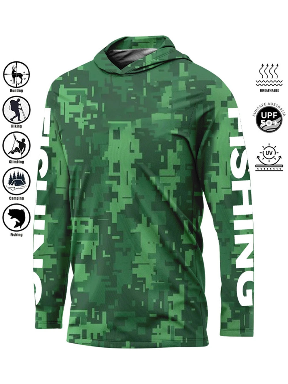 Men’s UPF50+ Fishing Hoodie | Quick-Dry Breathable Long Sleeve Fishing Shirt