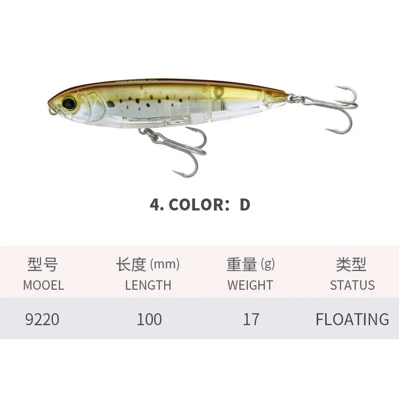 KNCONAN 100mm Topwater Pencil Lure | 17g Floating Walk-The-Dog Hardbody