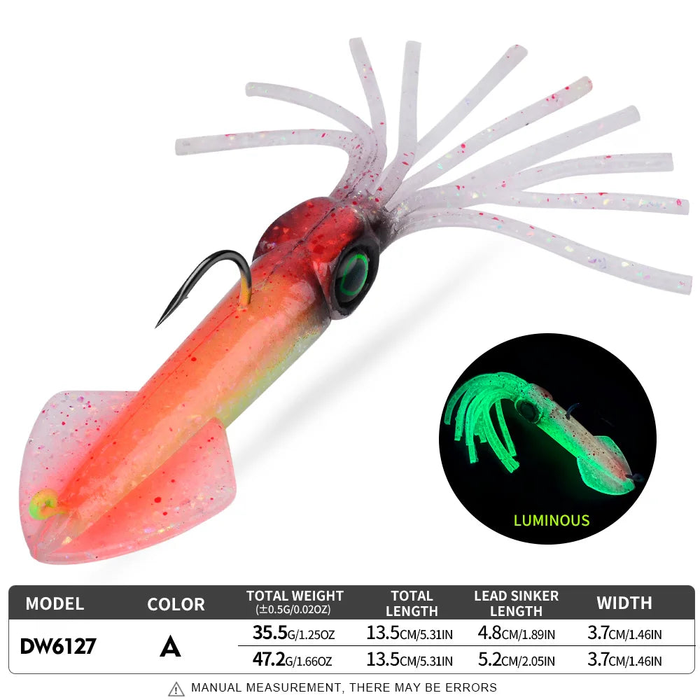 Proberos Luminous Squid Soft Jig | 35.5g / 47.2g | Heavy Lead Hook Swimbait