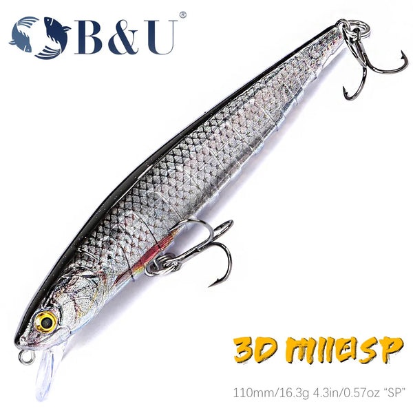 B&U JERK MINNOW Suspending Hardbody Lure | 110mm 16.3g | Long-Cast Jerkbait