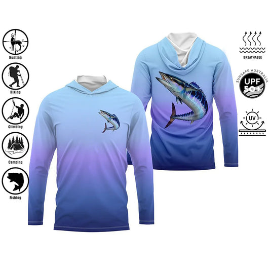 Men’s UPF50+ Fishing Hoodie | Long Sleeve Quick-Dry 3D Print Fishing Shirt | Sizes up to 4XL
