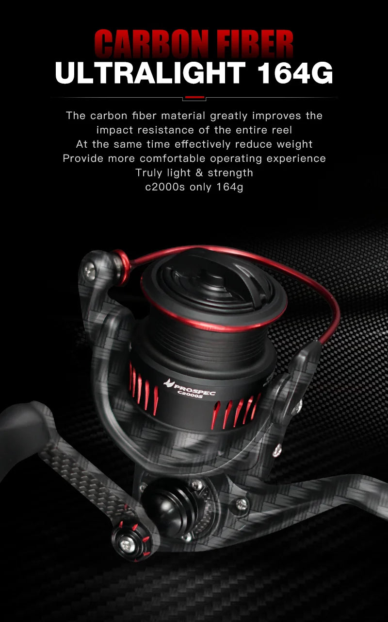 Seasir P-Series Prospec Carbon Fiber Spinning Reel – 9 Bearings, 6.2:1 Gear Ratio (2000 & 3000 Sizes)