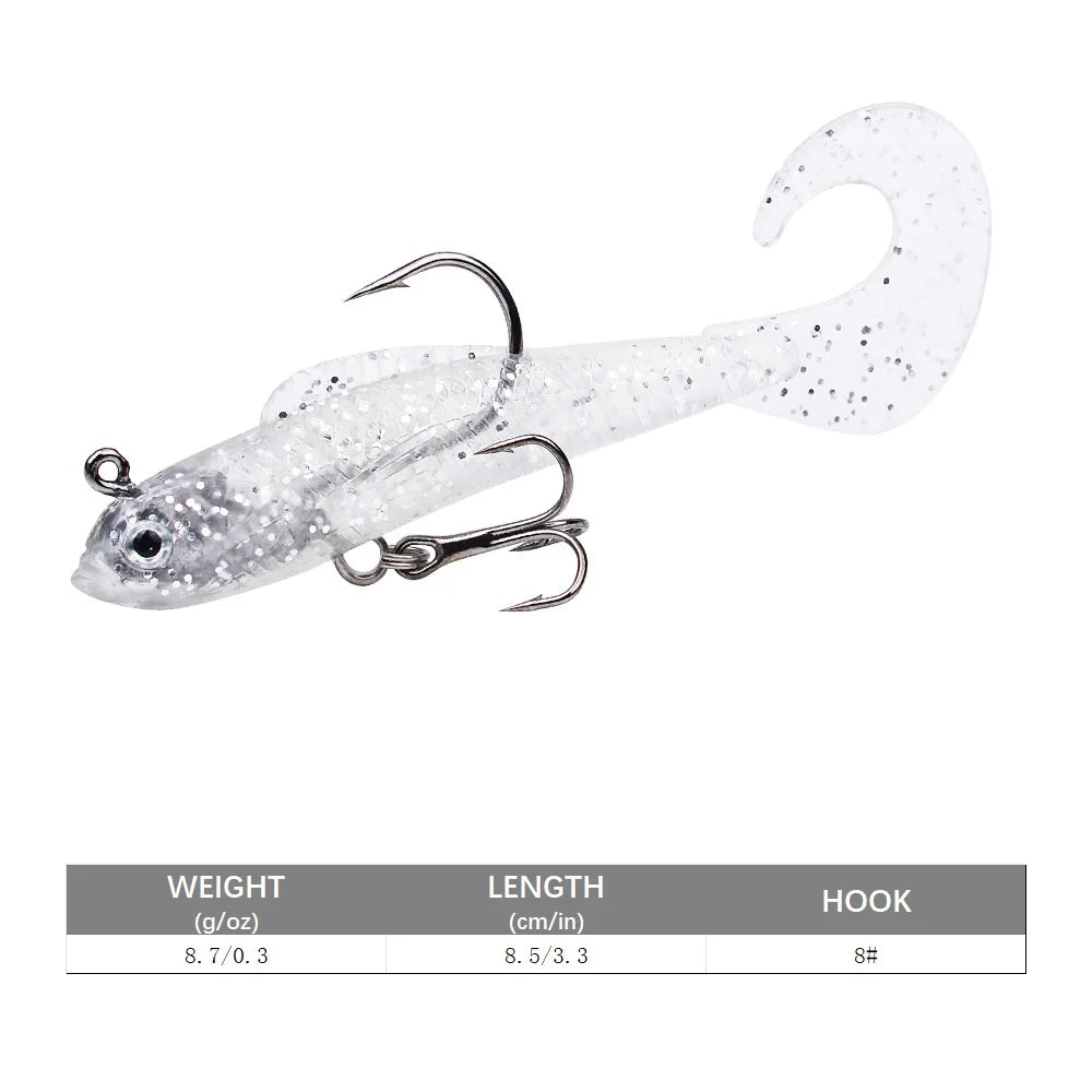 SANMO Curly Tail Soft Lure | 75mm / 85mm Sinking Swimbait | T-Tail Fishing Bait