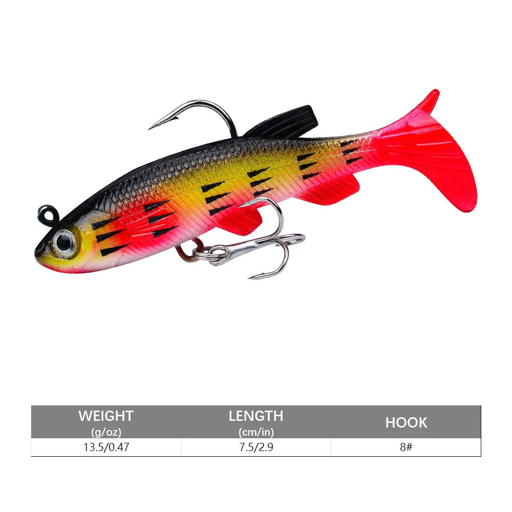 SANMO Curly Tail Soft Lure | 75mm / 85mm Sinking Swimbait | T-Tail Fishing Bait