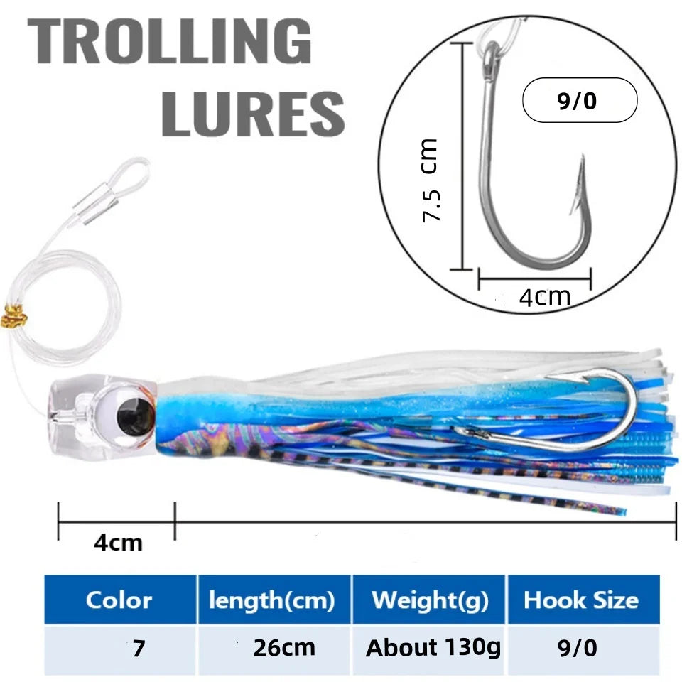 SWOLFY Trolling Skirt – 130 g / 26 cm Big Game Offshore Lure (Pre-Rigged, Saltwater)