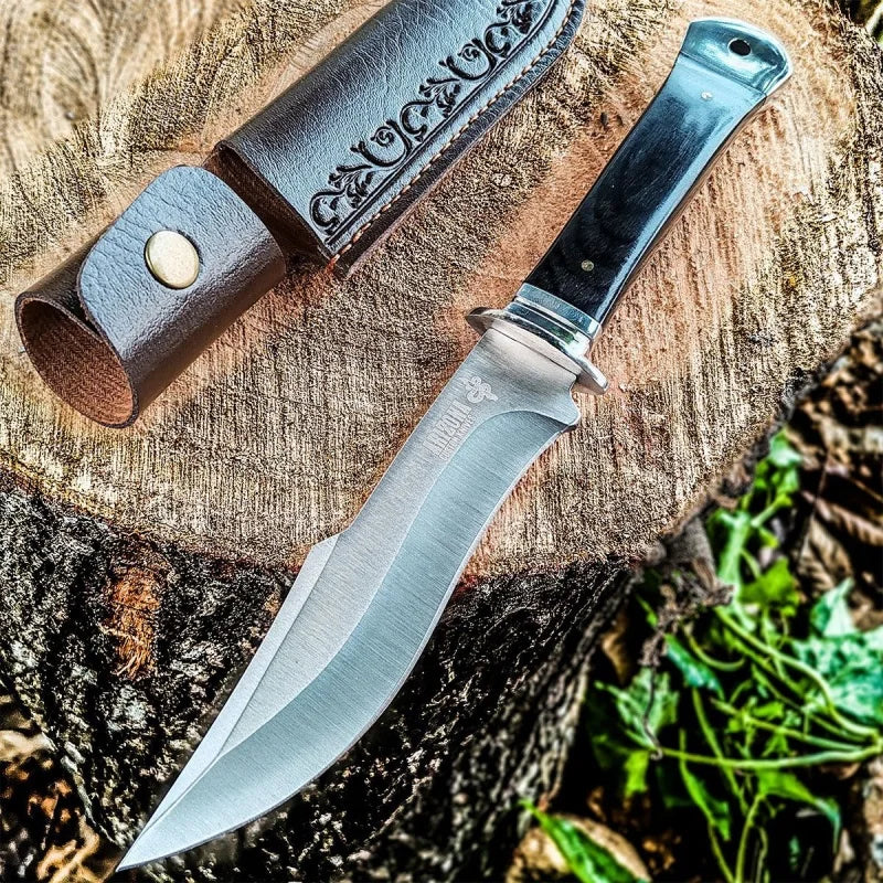 Fixed Blade Outdoor Knife | 3Cr Steel | Wooden Handle | 22cm Overall Length