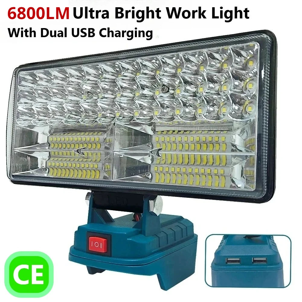 18V LED Work Light For Makita | Portable Battery Lamp with USB | Jobsite & Fishing Light