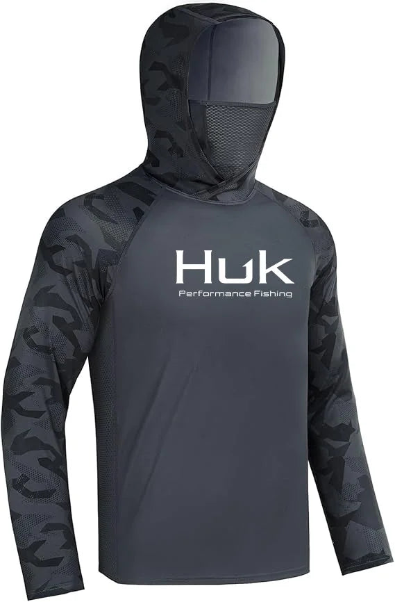 HUK Men’s Long Sleeve Camo Fishing Hoodie – UPF 50+ Sun Protection, Quick-Dry & Breathable