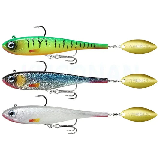KNCONAN Rotating Blade Soft VIB Lures | 3 Pack | 15g / 48g Pre-Rigged Swimbaits