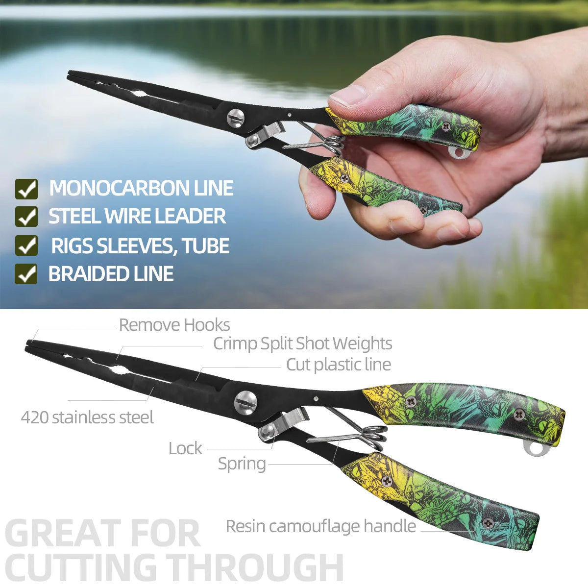 Complete Fishing Tool Kit | Fish Gripper, Fishing Scissors, Lip Gripper, Lanyard & Carry Pouch
