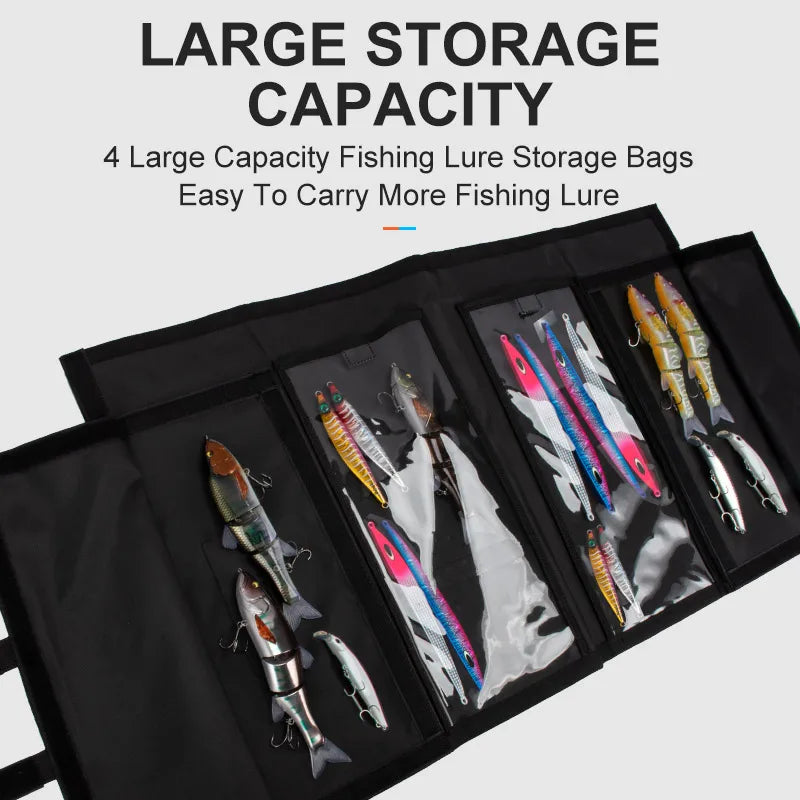 LEYDUN Swimbait Wrap | Up to 12” Lure Storage | 4 Pocket Bait Organiser Bag