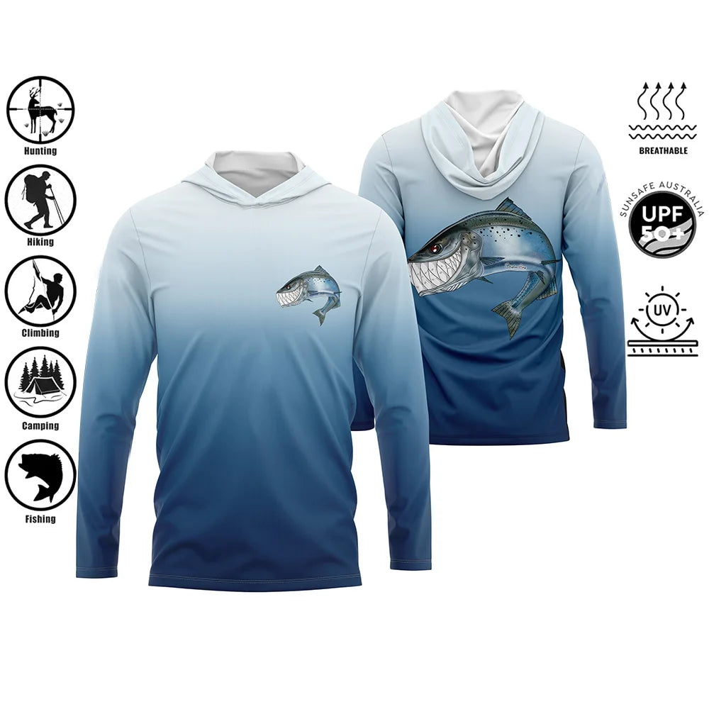 Men’s UPF50+ Fishing Hoodie | Long Sleeve Quick-Dry 3D Print Fishing Shirt | Sizes up to 4XL