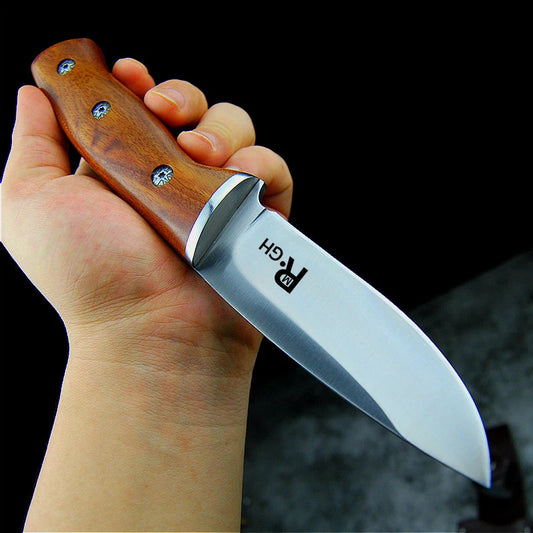 9Cr18Mov Fixed Blade Knife | Mirror Polished | Sandalwood Handle | 21cm
