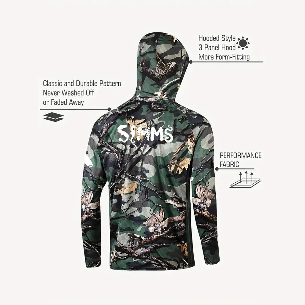 Simms Men’s Hooded Fishing Shirt | UPF 50+ Sun Protection | Moisture-Wicking | Quick-Dry Outdoor Performance Top