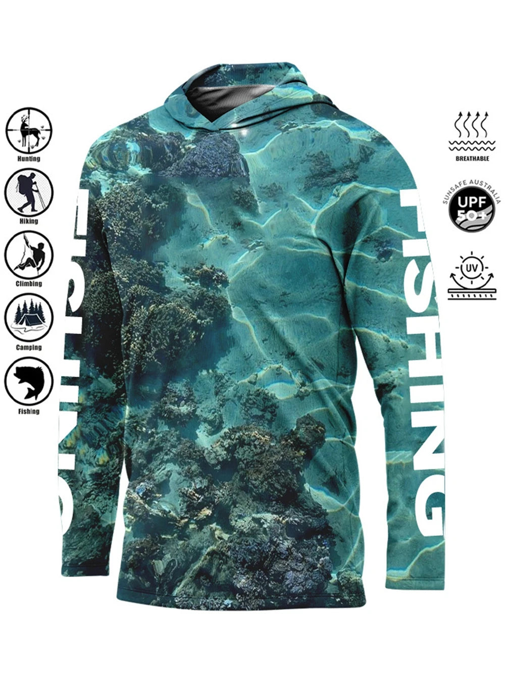 Men’s UPF50+ Fishing Hoodie | Quick-Dry Breathable Long Sleeve Fishing Shirt