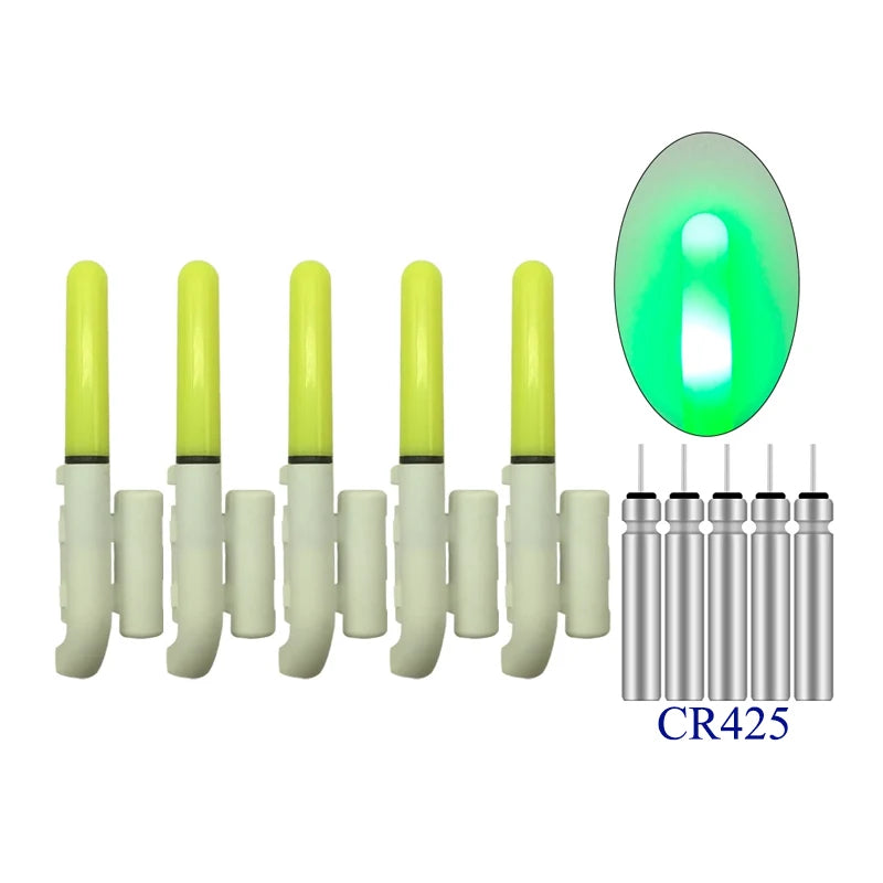 Electronic Fishing Glow Sticks (5-Pack) | Includes 5× CR425 Batteries | Waterproof LED Bite Indicators