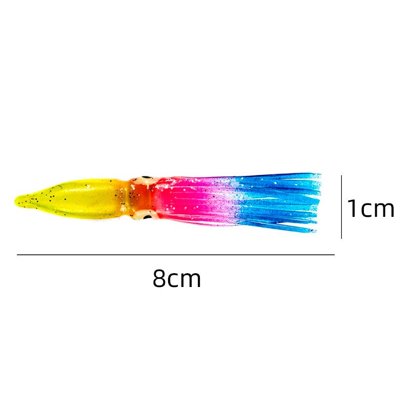 10pcs Soft Squid Lure Set | 8cm Octopus Skirt Baits | Offshore & Saltwater Fishing