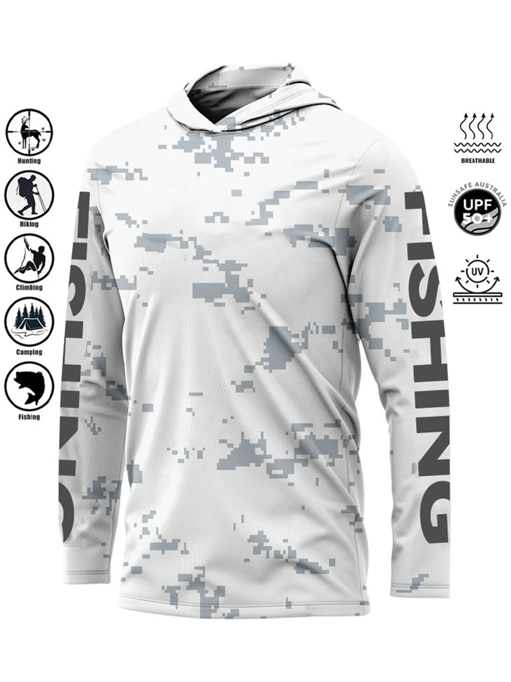 Men’s UPF50+ Fishing Hoodie | Quick-Dry Breathable Long Sleeve Fishing Shirt